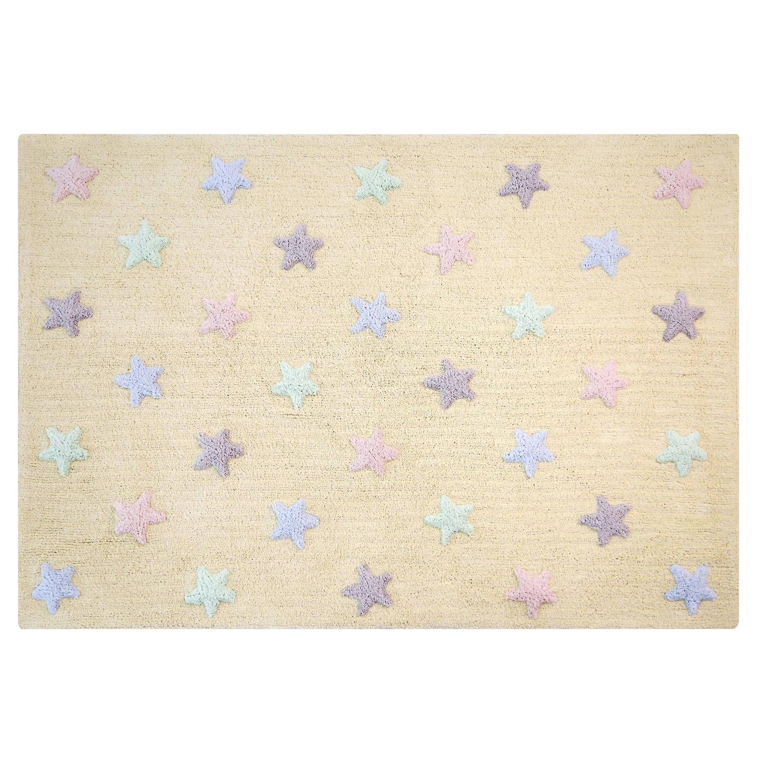 PETITES ÉTOILES - Tapis coton vanille motif petites étoiles 120x160