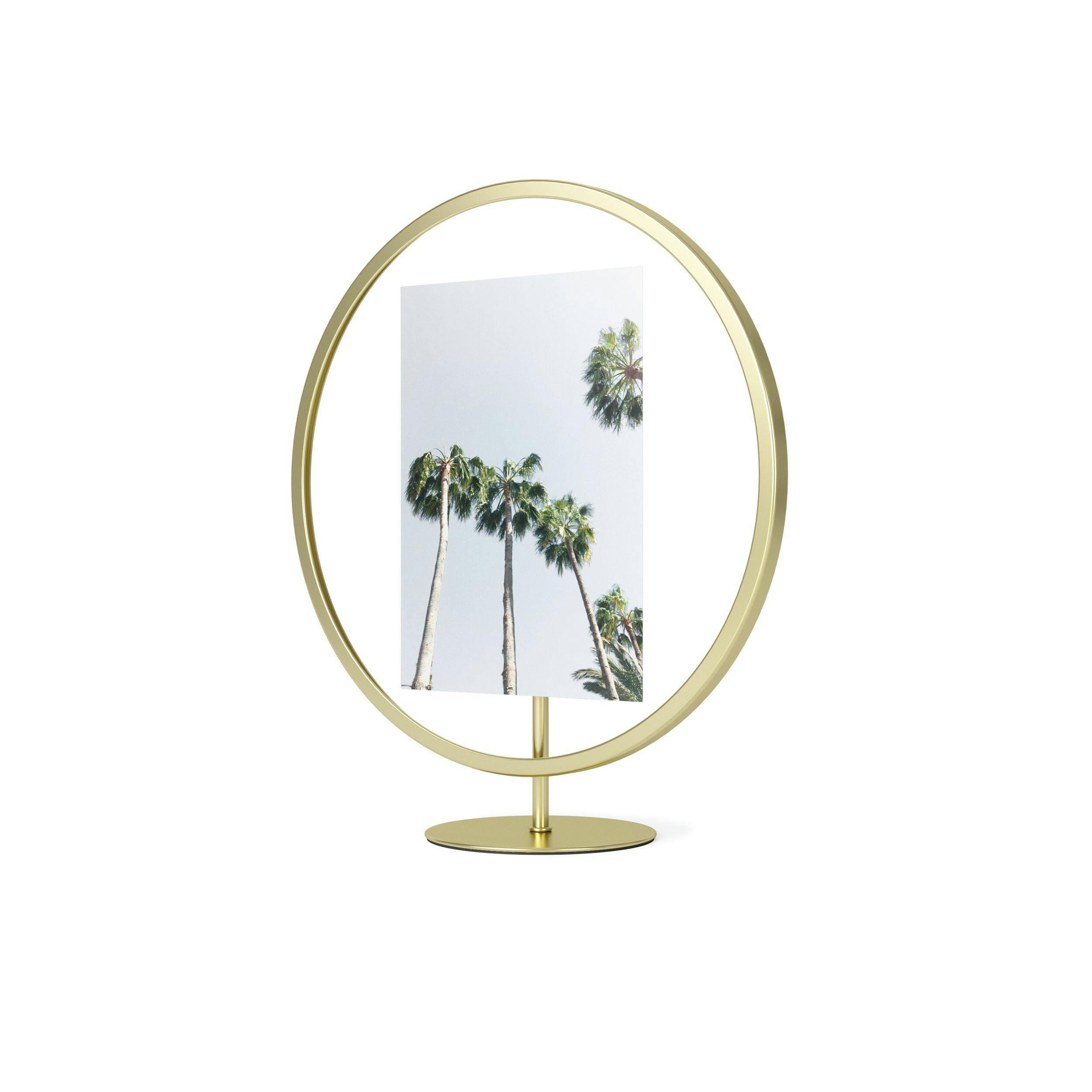 Umbra Infinity Floating Round Photo Display Frame, Matte Brass, 5 x 7-in