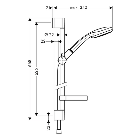 Duschset, 4 Strahlarten, Durchflussmenge: 18 lmin