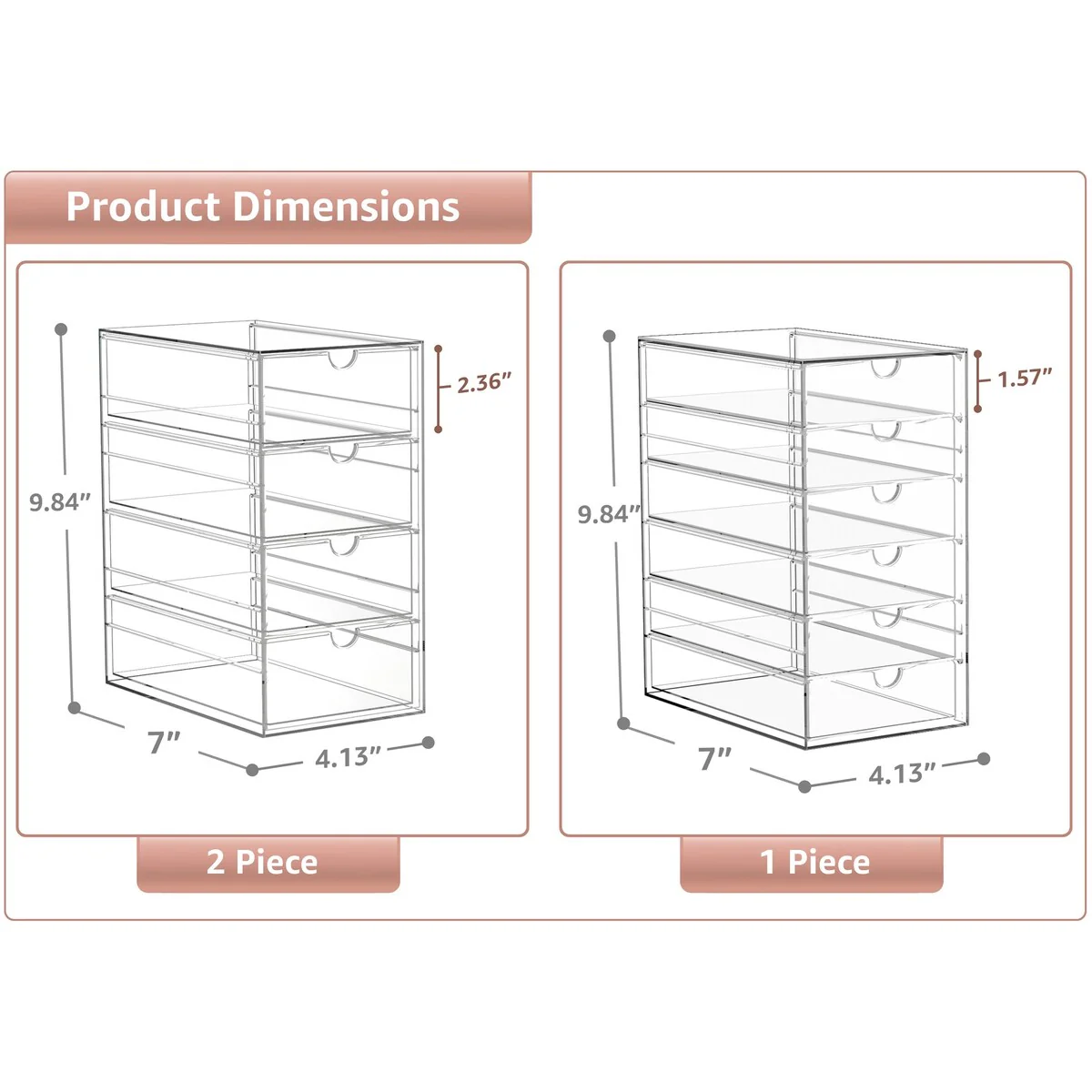 Sorbus Acrylic Cosmetic Makeup Organizer 14 Drawers Clear Stackable Storage Bins For Jewelry And Office Supplies Organizer- 3Pc