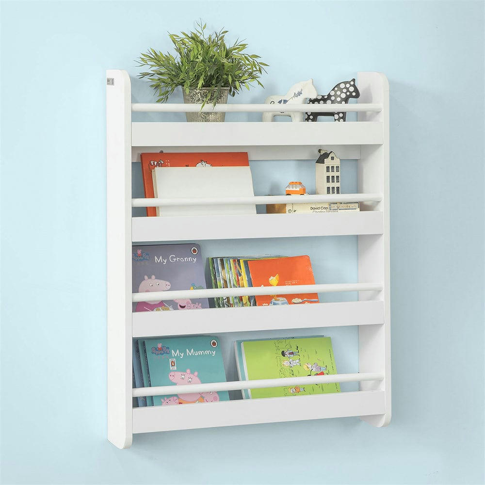 - Bibliothèque murale à livres effet bois blanc