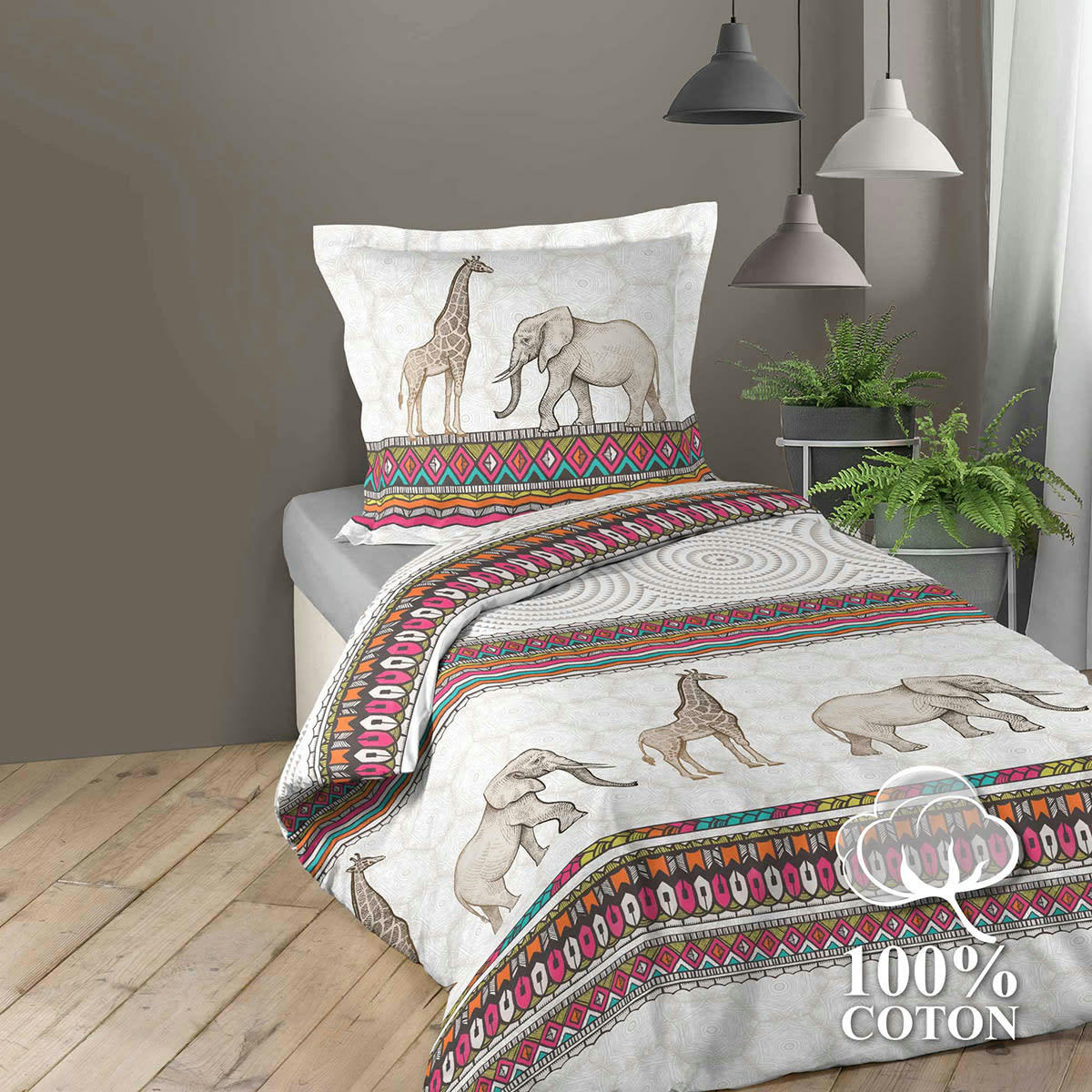 - Parure de couette aux impressions coloniales