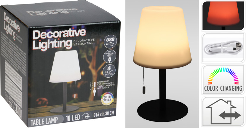 Lampa led zmieniająca kolor czarna 16x30cm