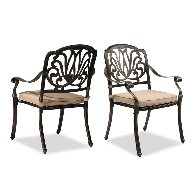 Patio Cast Aluminum Stackable Dining Chair Set (Set of 2)