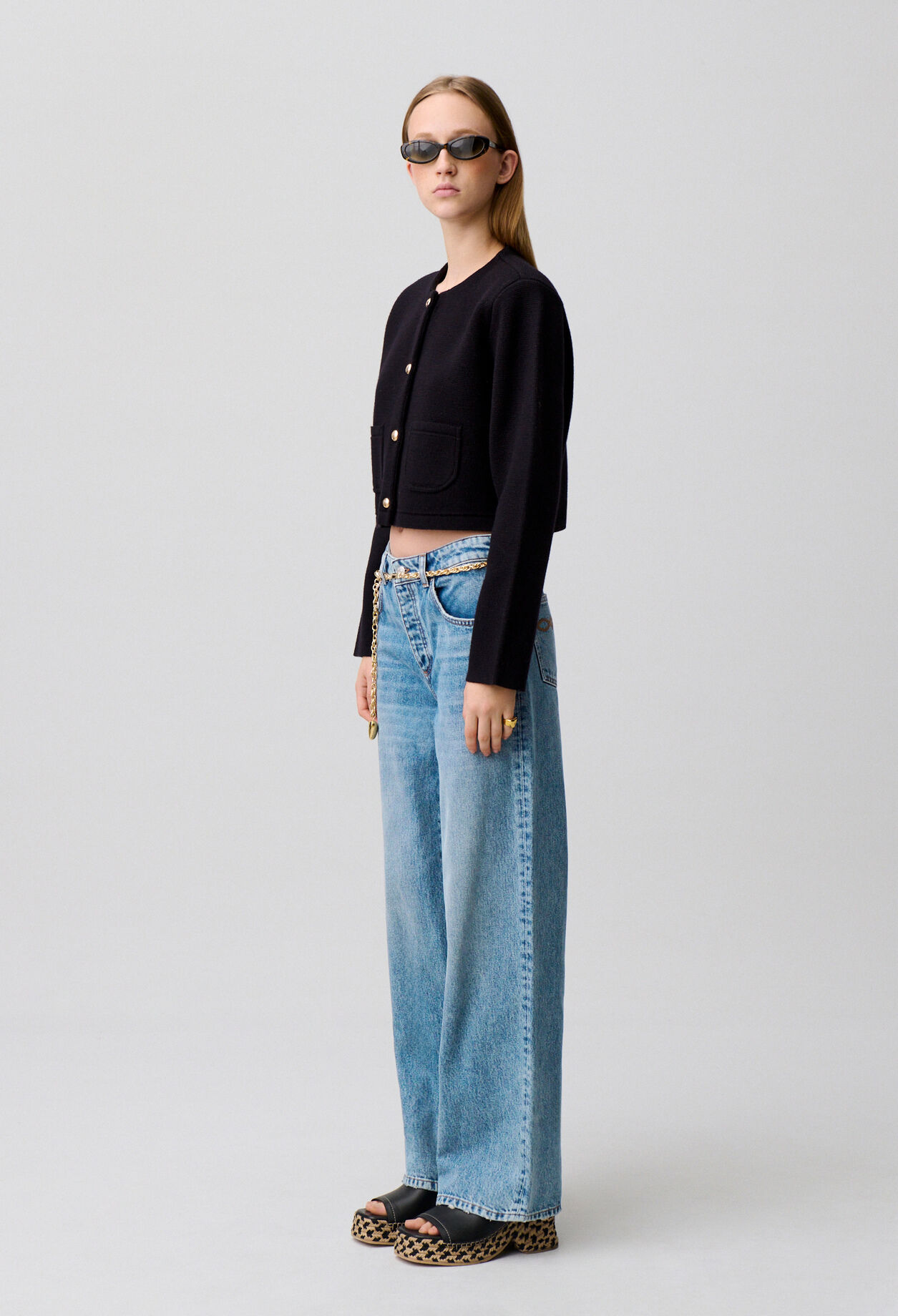 Jean denim droit large délavé