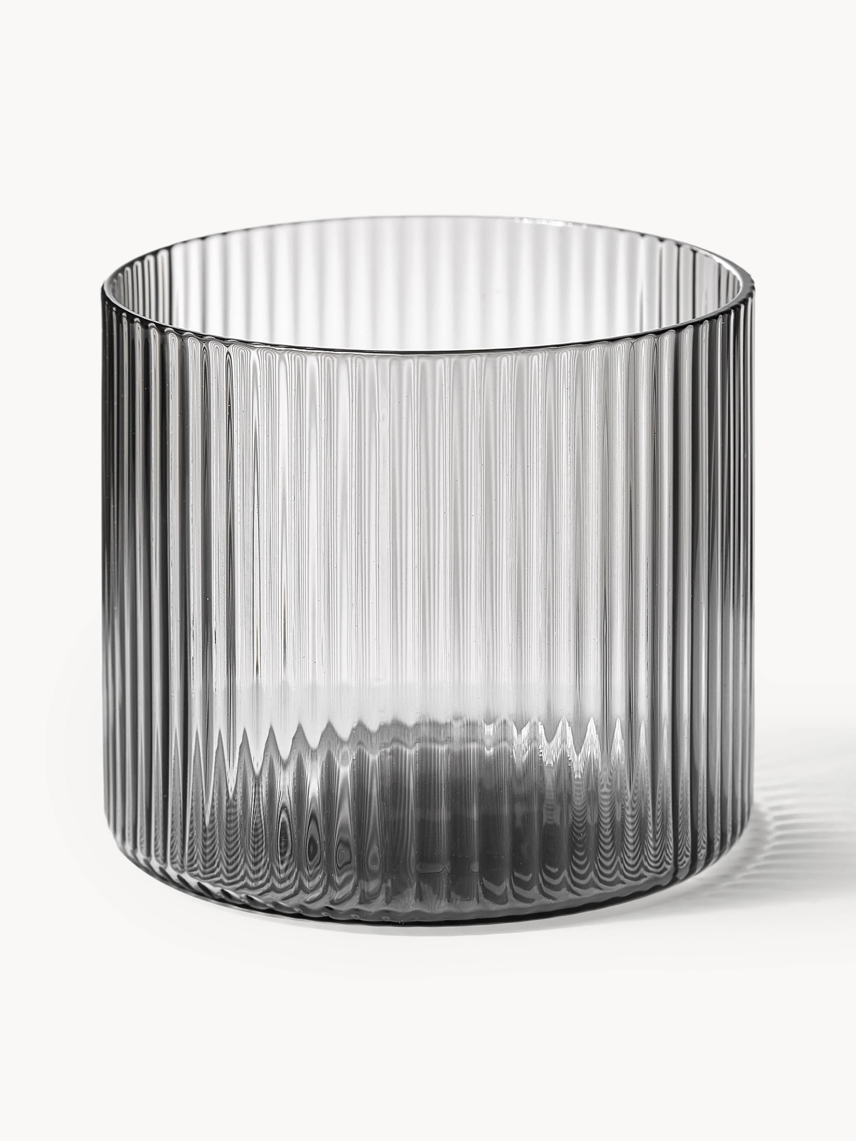Mundgeblasene Trinkgläser Ripple mit Prägungsmuster, 4er-Set