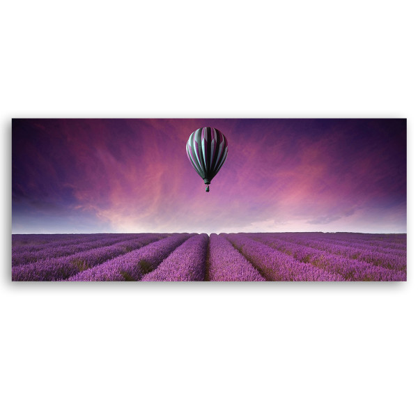Feeby Obraz na płótnie, Balon nad polem lawendy 90x30