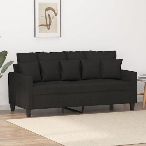 NNEVL 2-Seater Sofa Black 140 cm Fabric