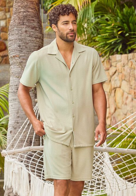 Mens Sage Textured Jersey Shirt