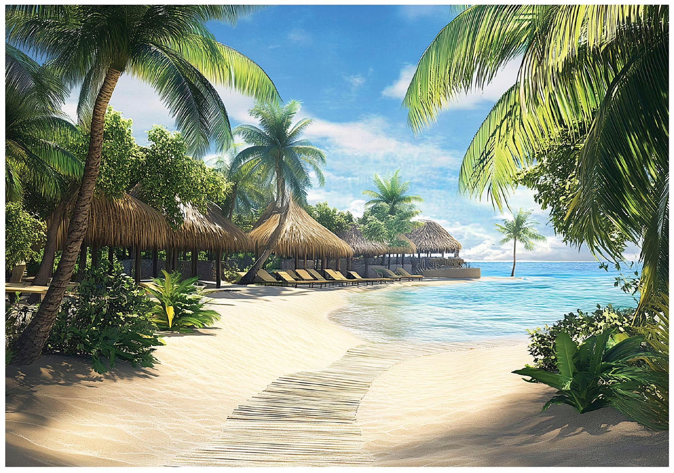 Fototapeta Rajska Plaża Palmy Morze 3D Na Ścianę Sypialnia Salon 250X175