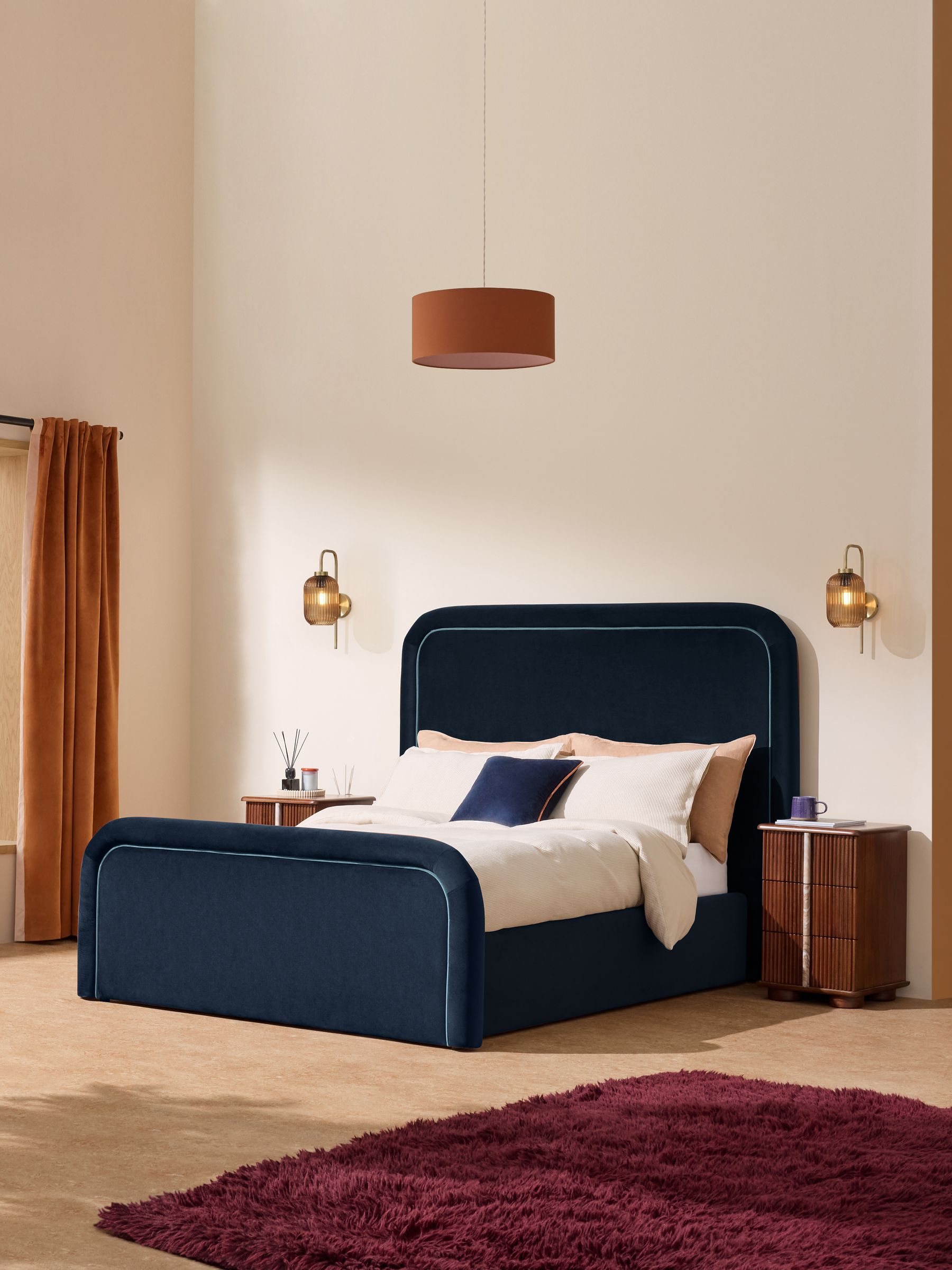 Etta Ottoman Storage Bed in Velvet Midnight Navy