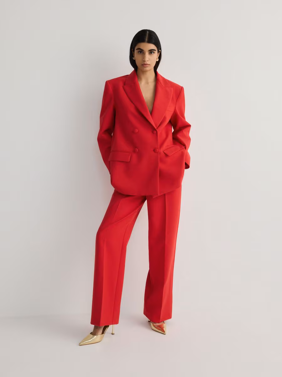 Pressed Crease Viscose Blend Trousers