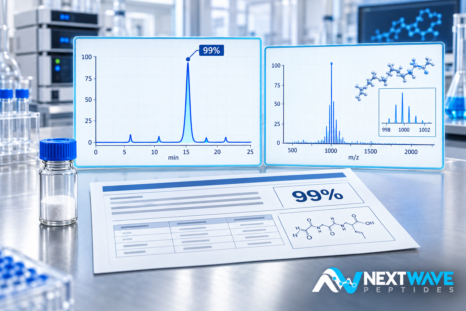 NextWave Peptides HPLC purity and mass spectrometry documentation guide