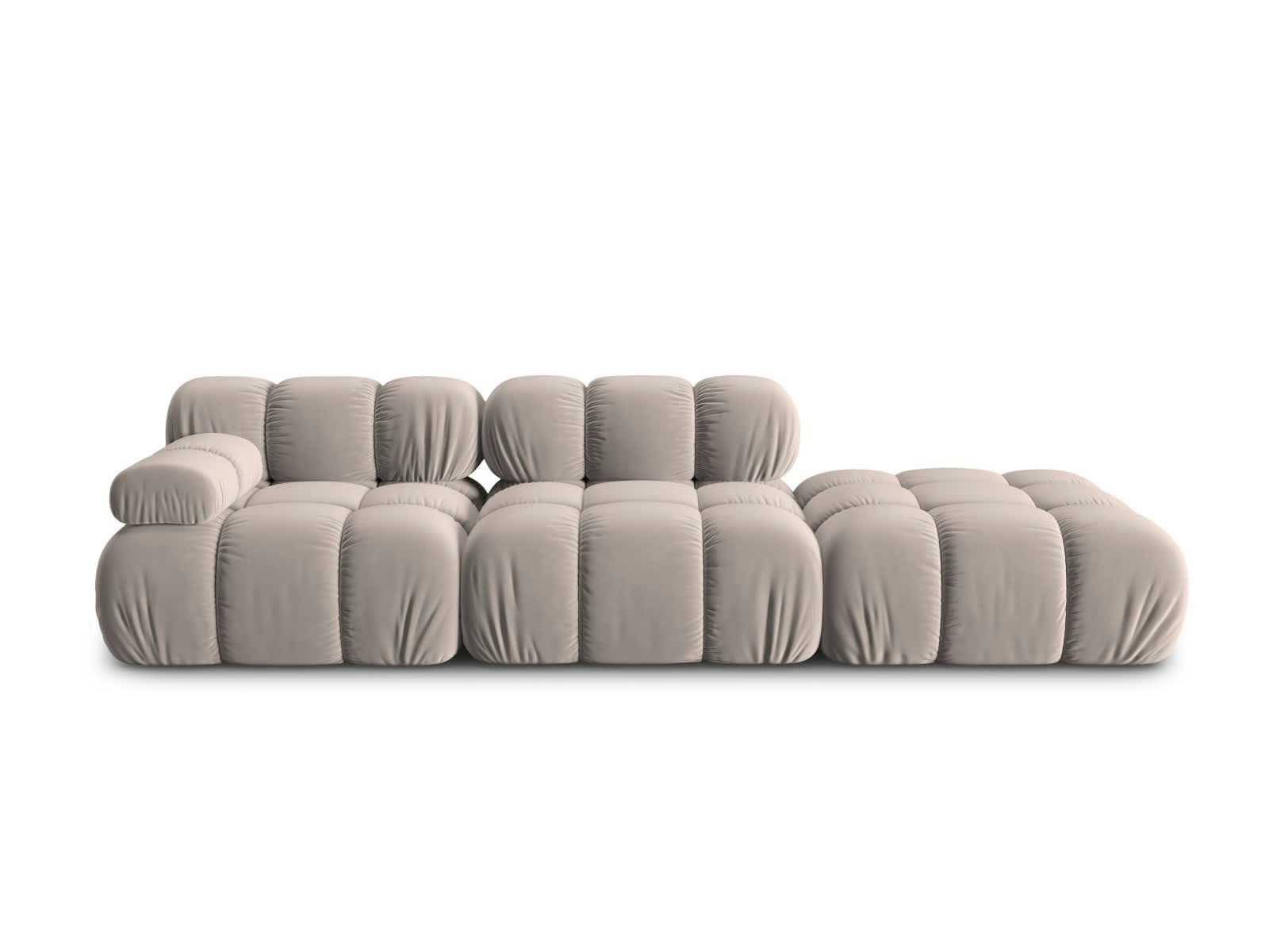 BELLIS - Canapé modulable droit 4 places en tissu velours beige