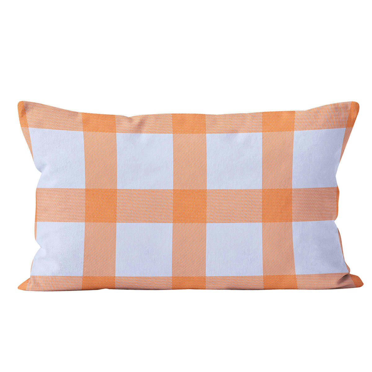 - Coussin vichy velours bleu orange  40x67cm