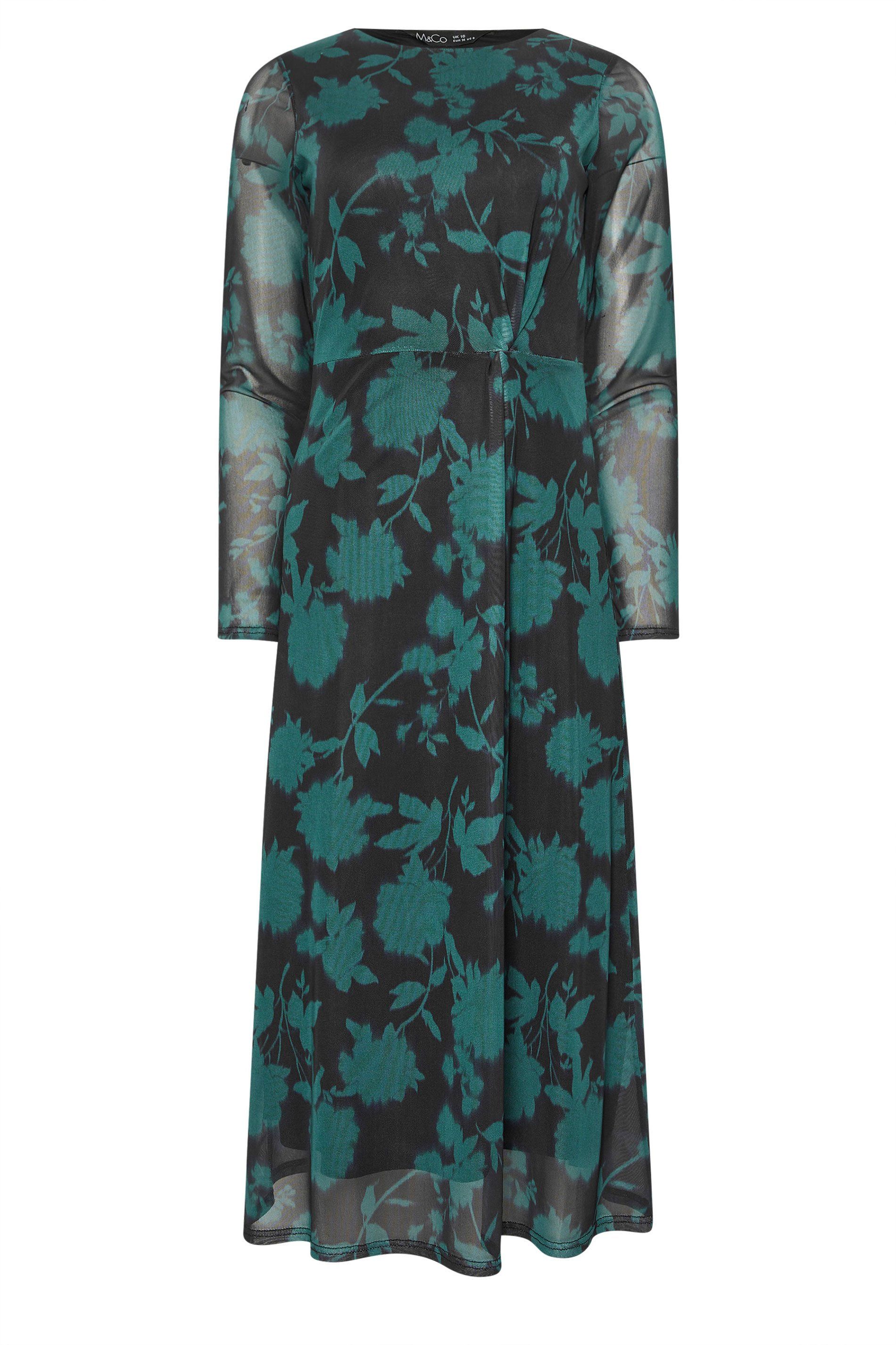 M&Co Floral Mesh Twist Side Dress