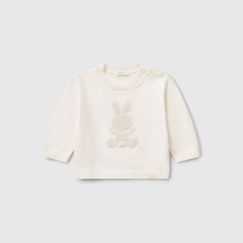 Sweater with rabbit patch