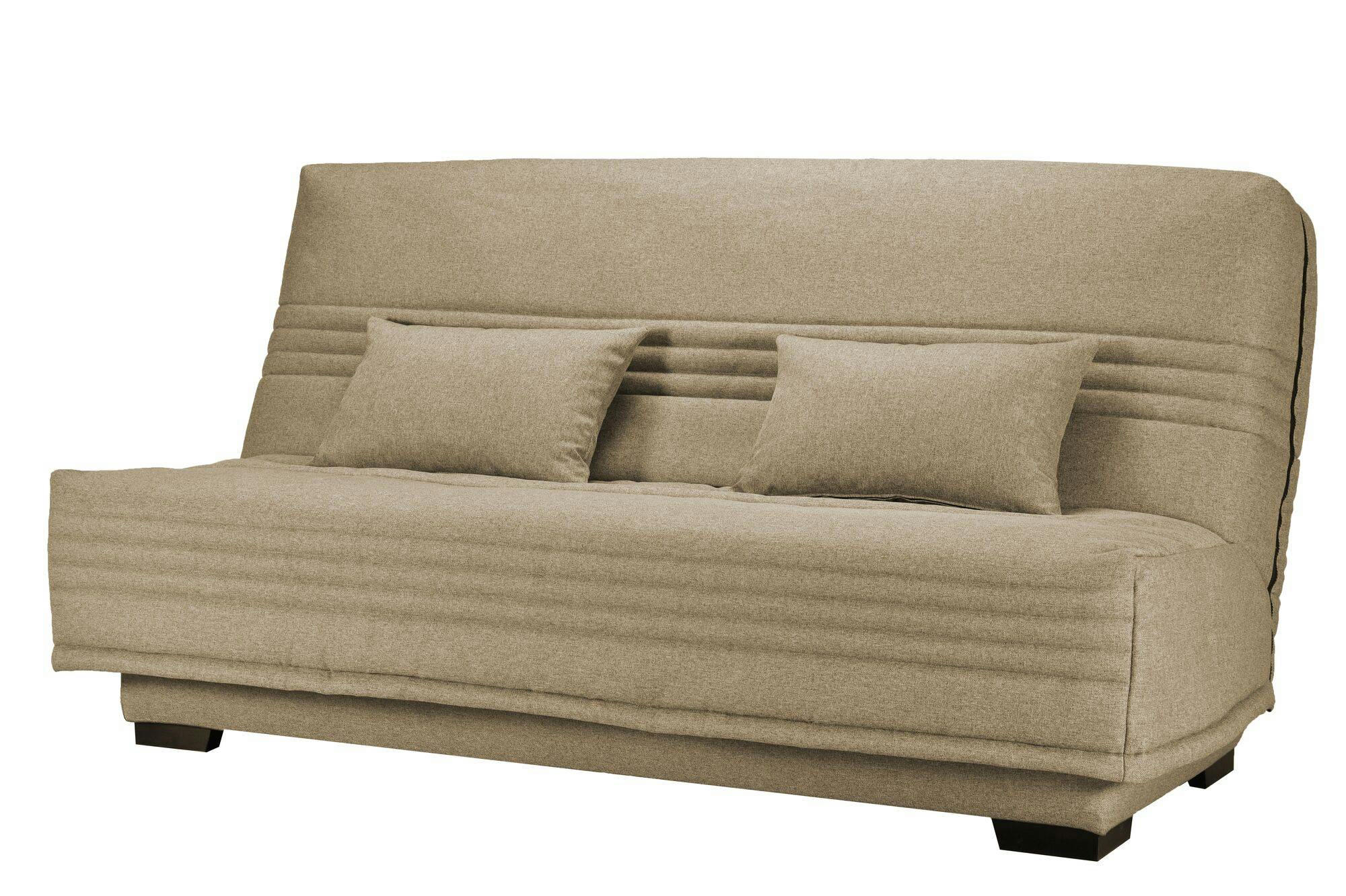 GUIDEL - Banquette clic-clac, matelas 17 cm en tissu polyester sable