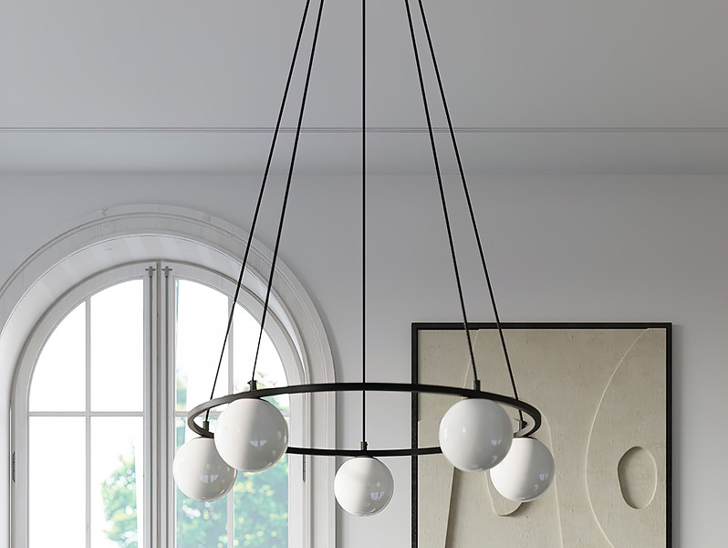 Lampa wisząca Yoli 5-punktowa stalowa czarna