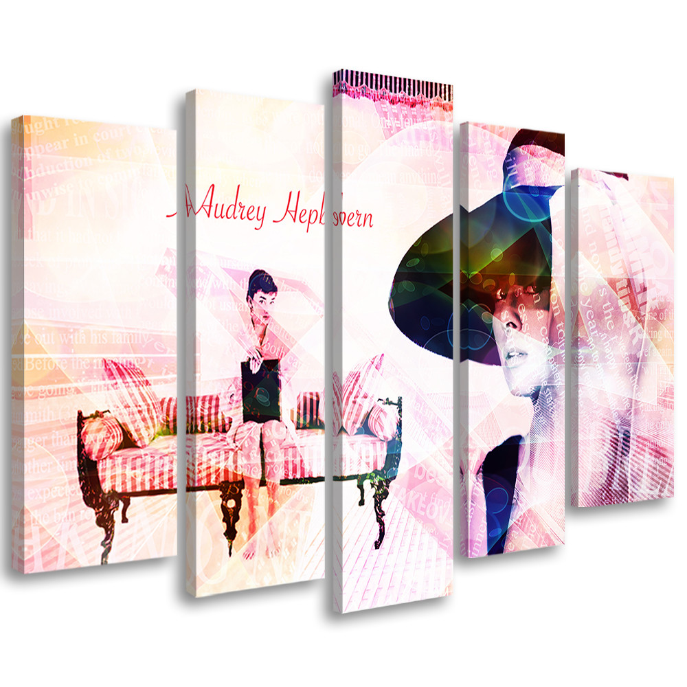 Feeby Obraz 5 częściowy na płótnie Audrey Hepburn