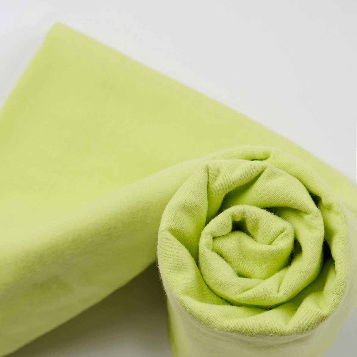 TOUDOUX - Drap housse flanelle en Molleton Vert anis 180x200 cm
