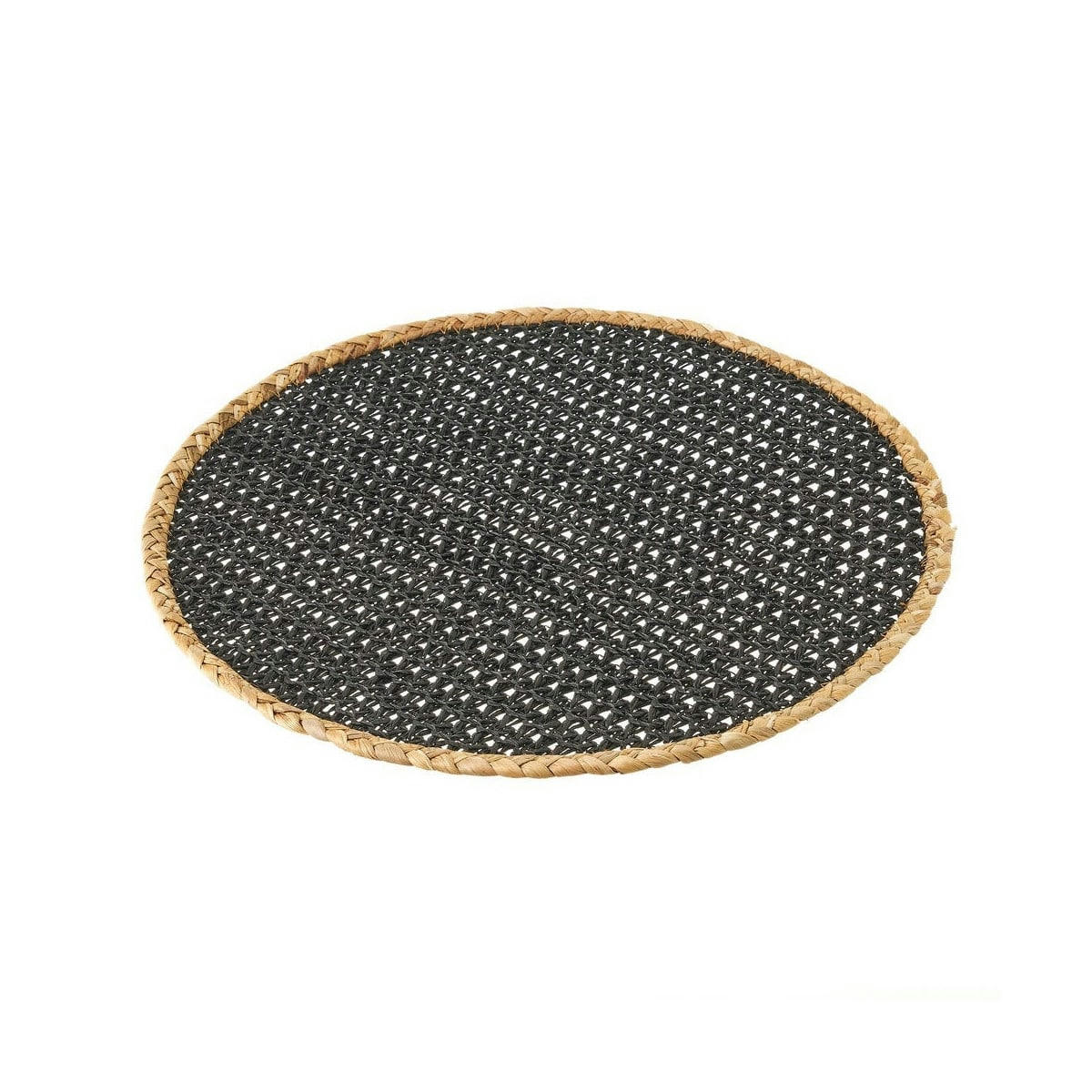 - Set de table rond en fibre bicolore noir et marron D38cm