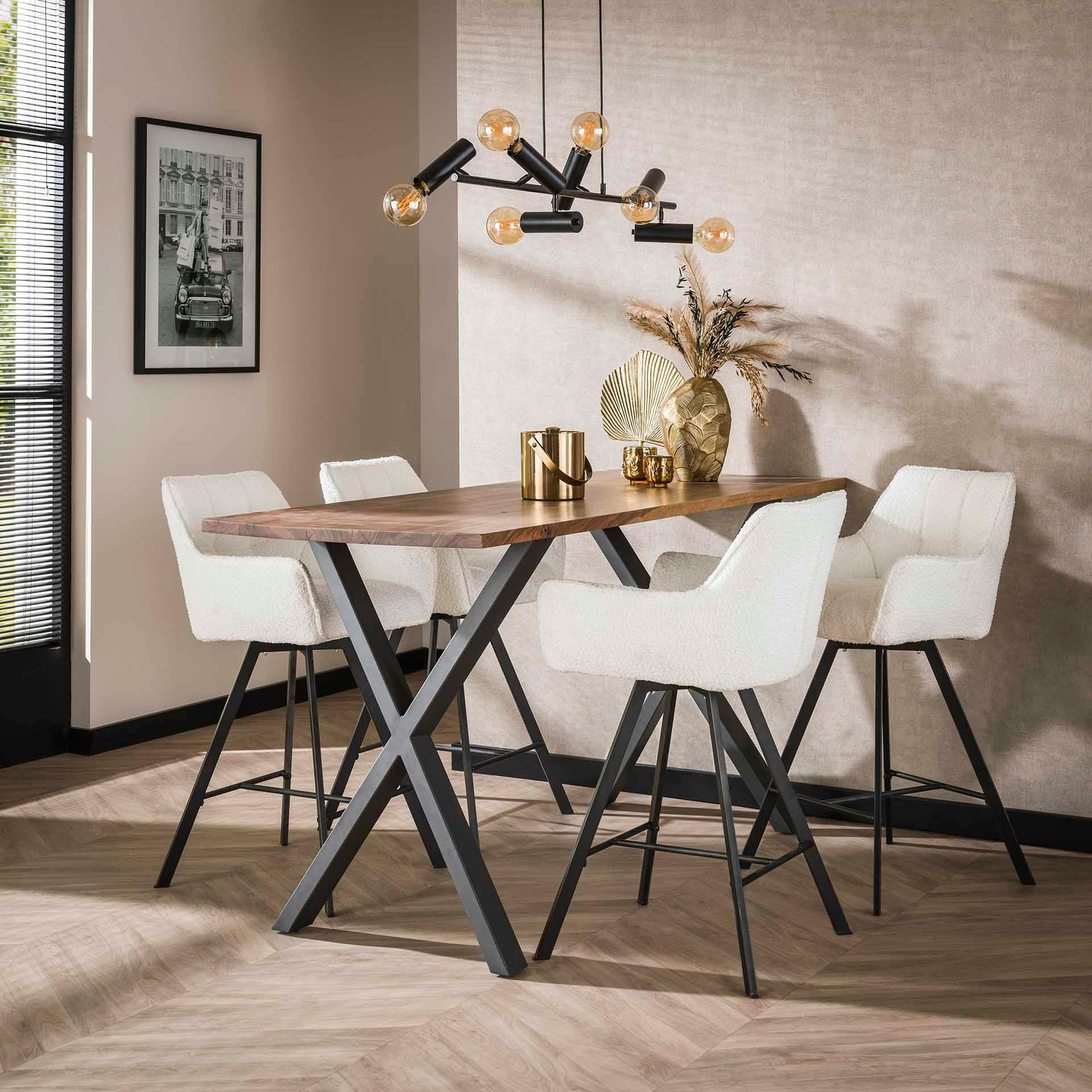 Chaise de bar confortable en bouclette blanche avec fonction pivotante (lot de 2) MELBOURNE