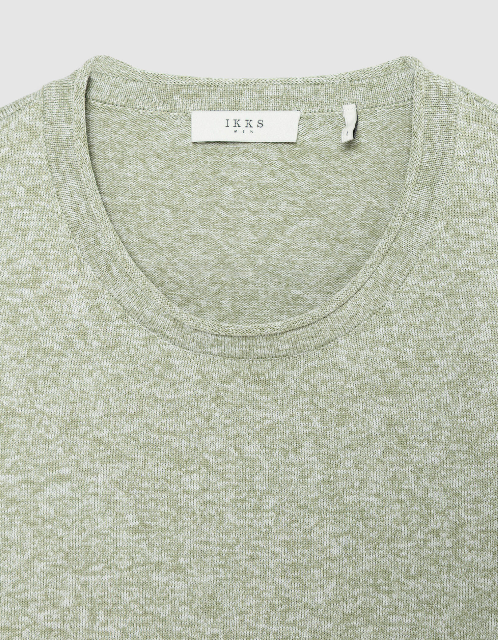 Pull col rond vert tricot fin mouliné Homme