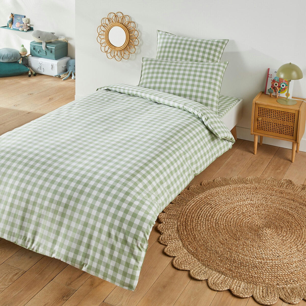 Housse de couette enfant coton, Veldi vert