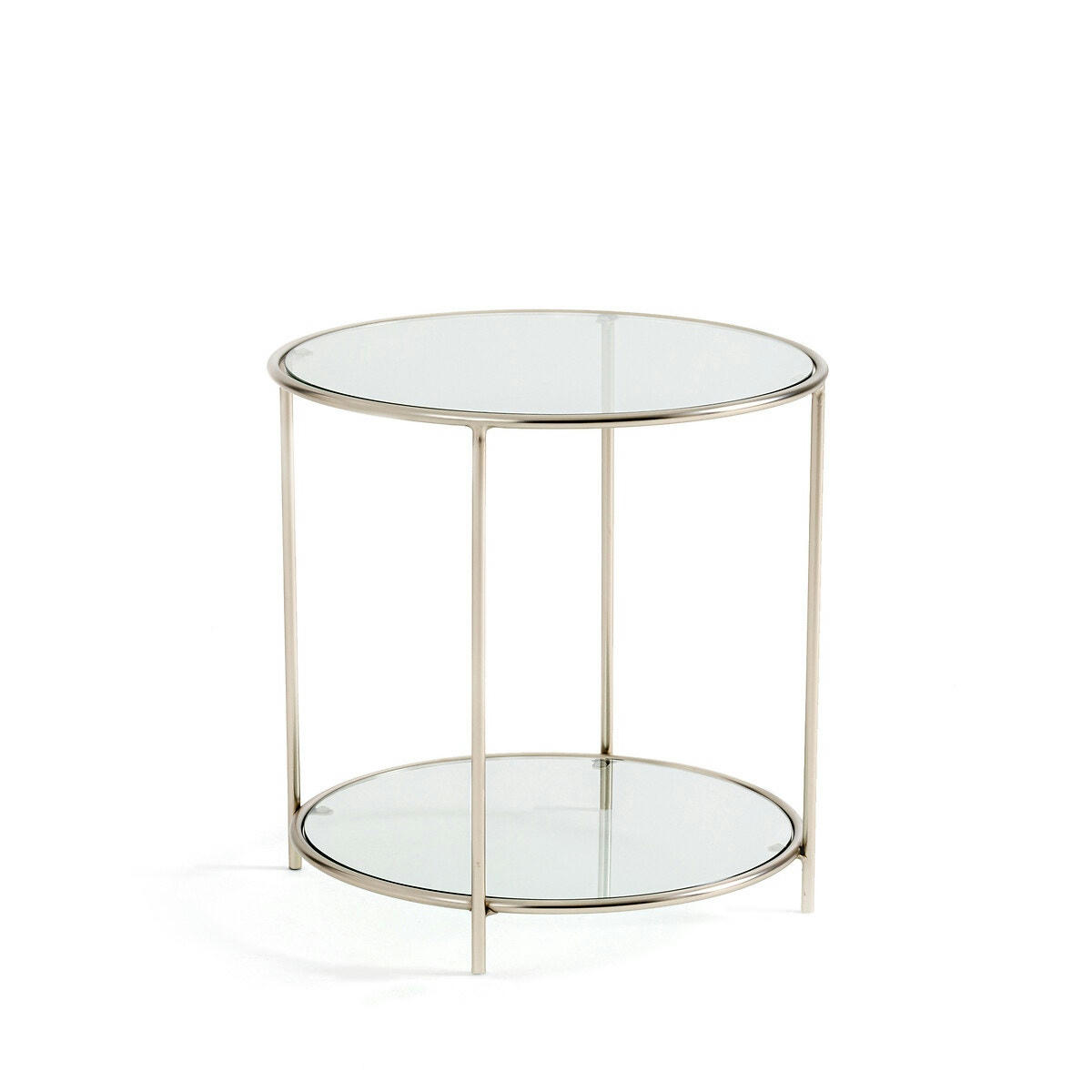 Bout de canapé rond nickel satiné, Sybil