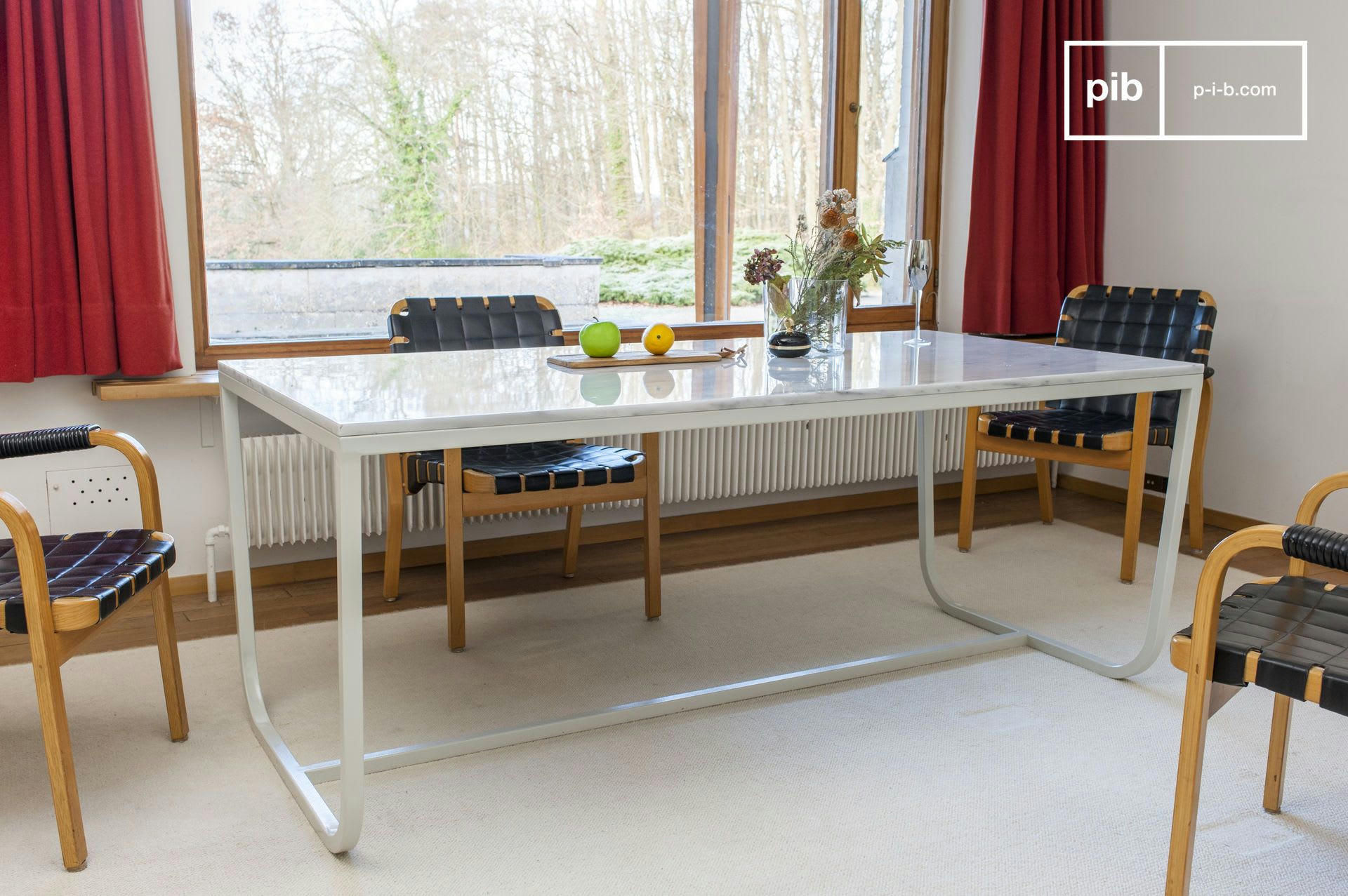 GALLO - Grande table de repas en marbre blanc
