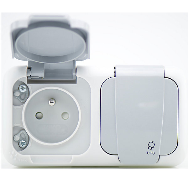 Double prise 2P T étanche IP54- Viko by Panasonic - Gris - NF