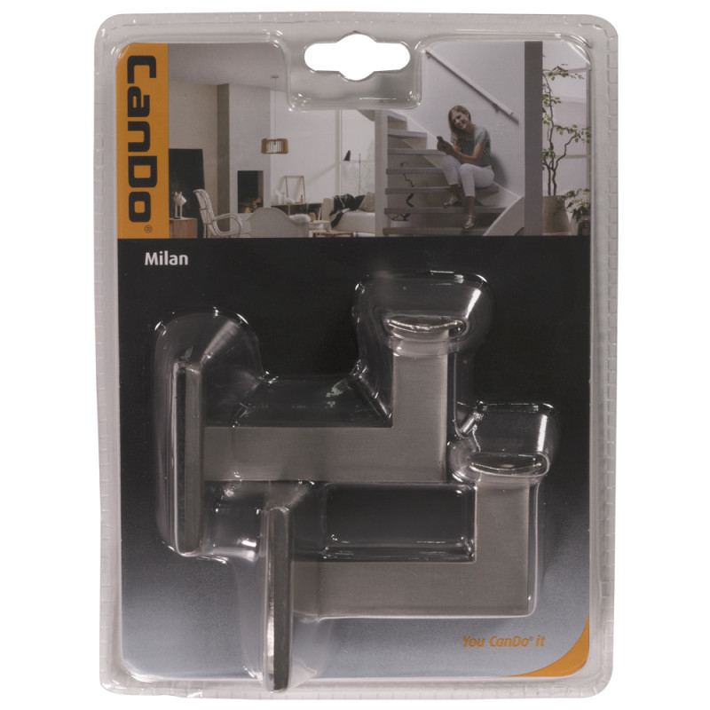 Support de rampe d'escalier Milan aspect inox 2 pièces CANDO