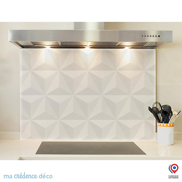 Crédence cuisine fond de hotte Origamis - Verre trempé - L 90 cm x H 70 cm - MaCrédenceDéco