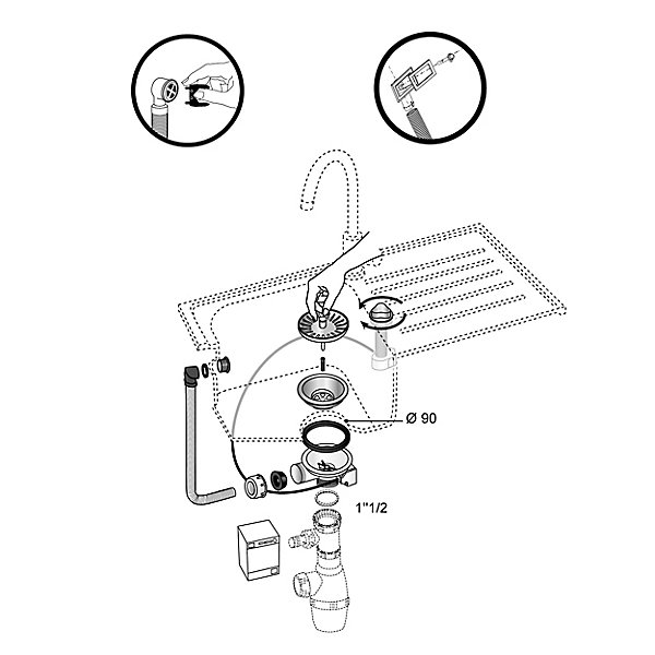 Kit de trop-plein circulaire blanc Wirquin
