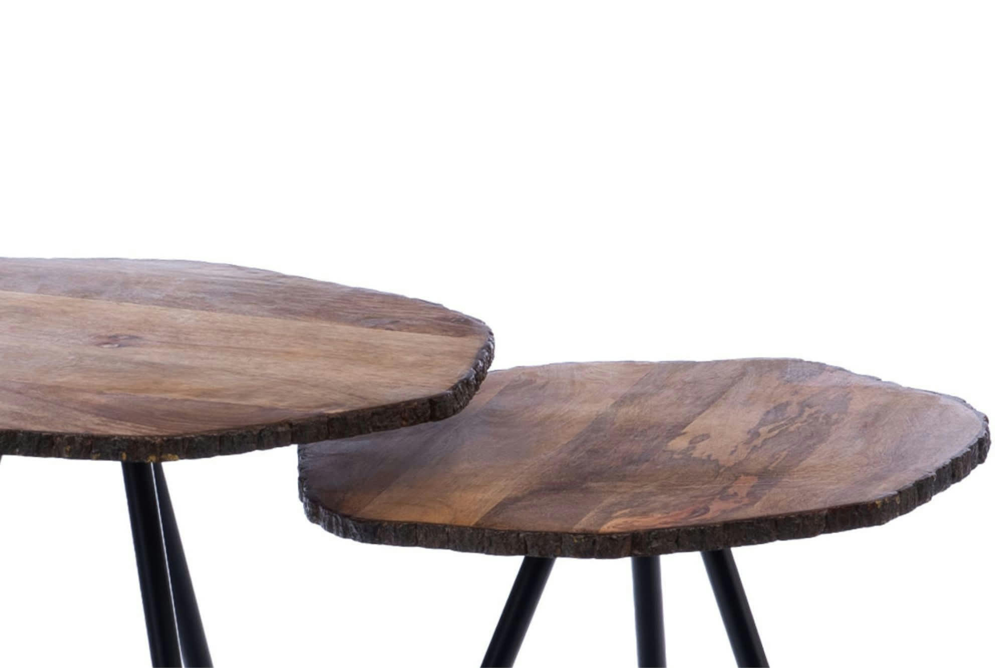 HENDAYE - Tables basses gigognes hexagonales manguier métal L48