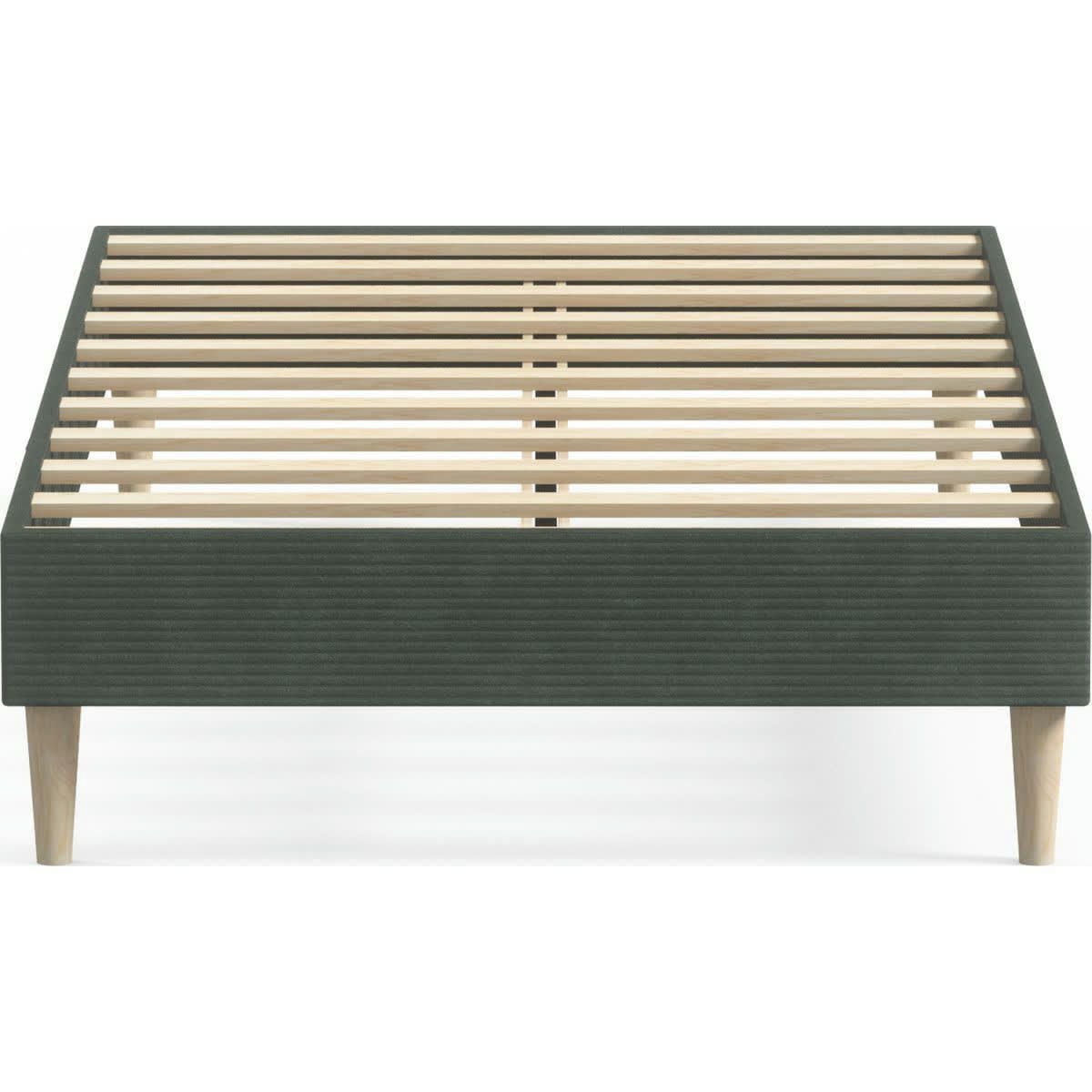 DINA - Lit adulte 90x190 cm en velours côtelé vert