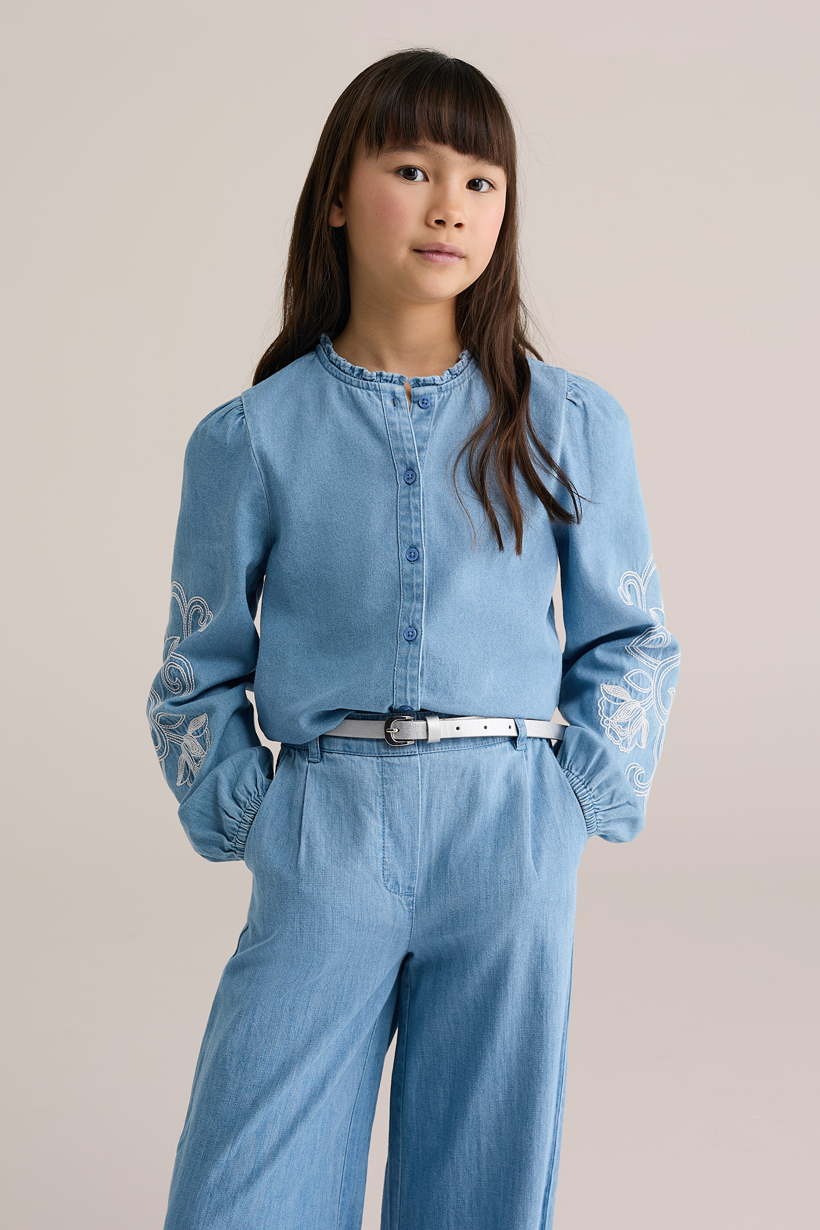 Meisjes denim blouse met embroideries