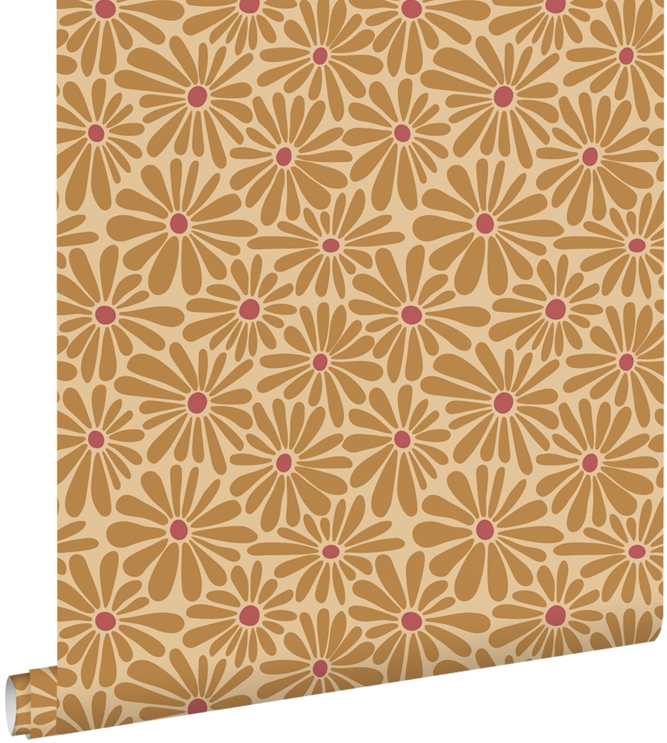 ESTAhome behang madeliefjes okergeel en roze - 53 cm x 10.05 m - 131152