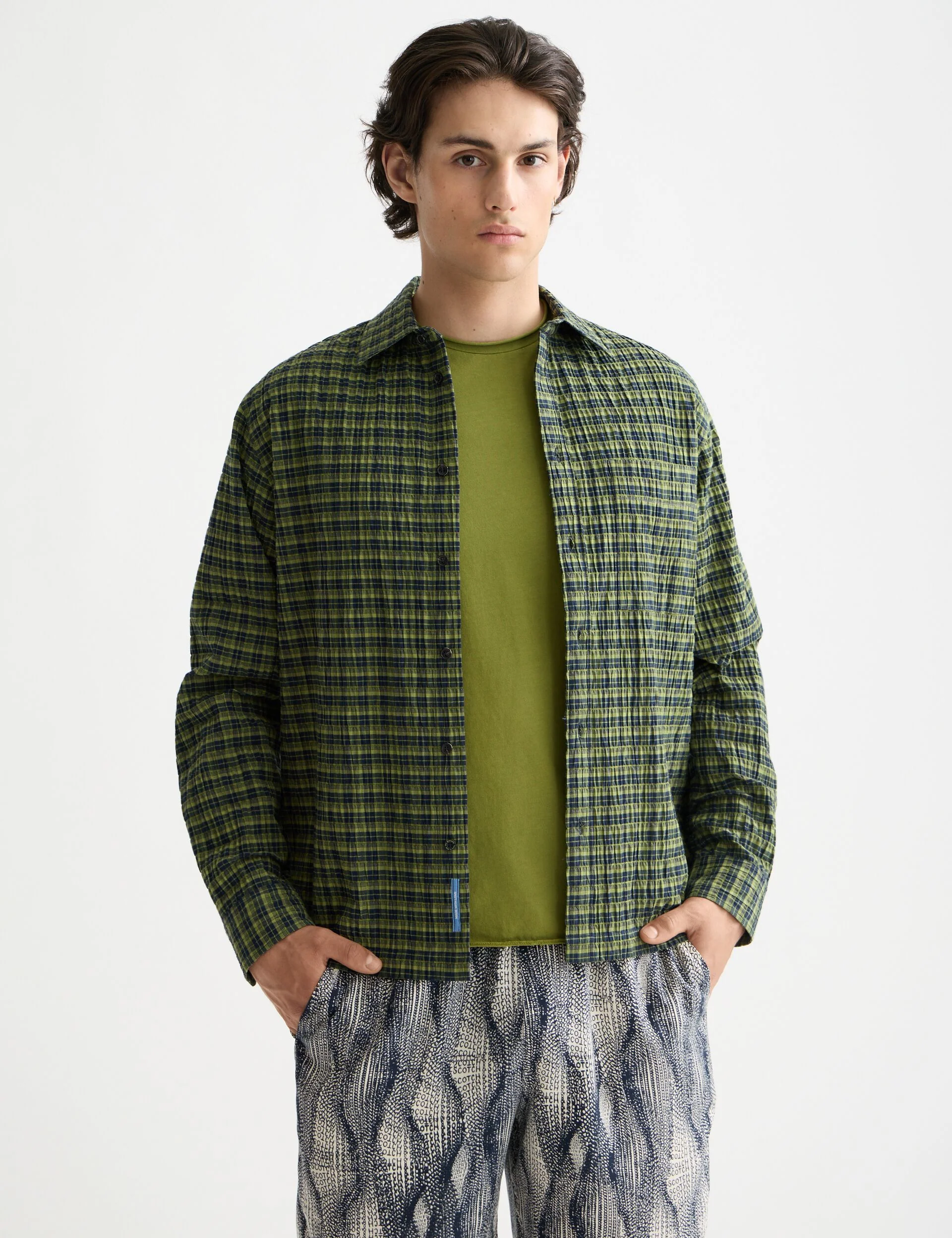 Crinkle checked shirt