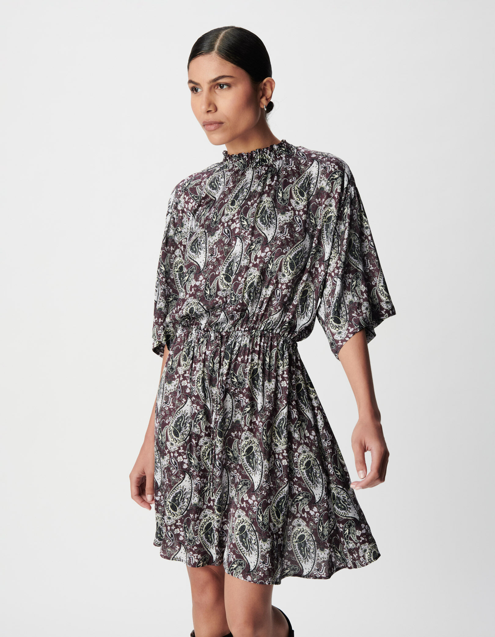 Robe cassis imprimé cachemire Femme