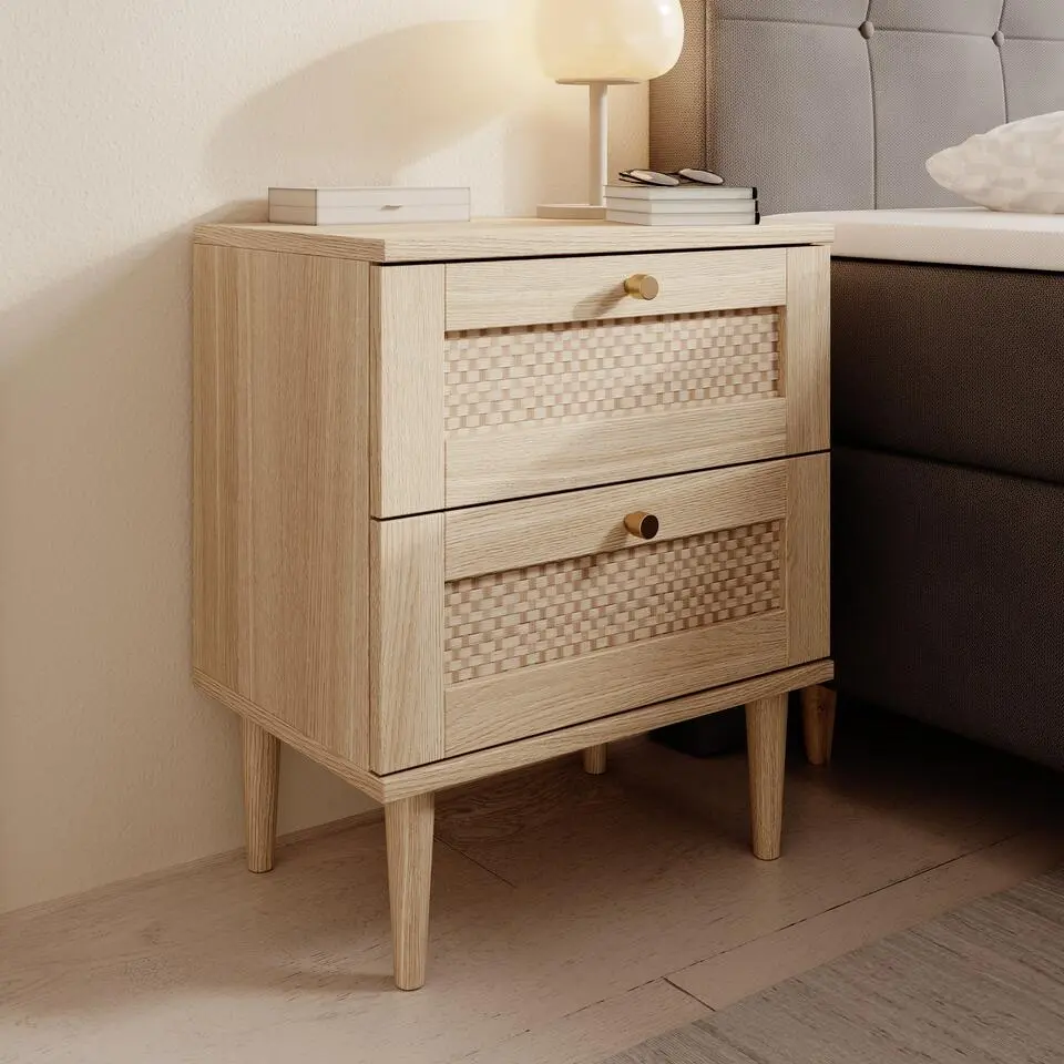 Meubella - Crimson - Nachtkastje - Eiken - 50x35x61 cm