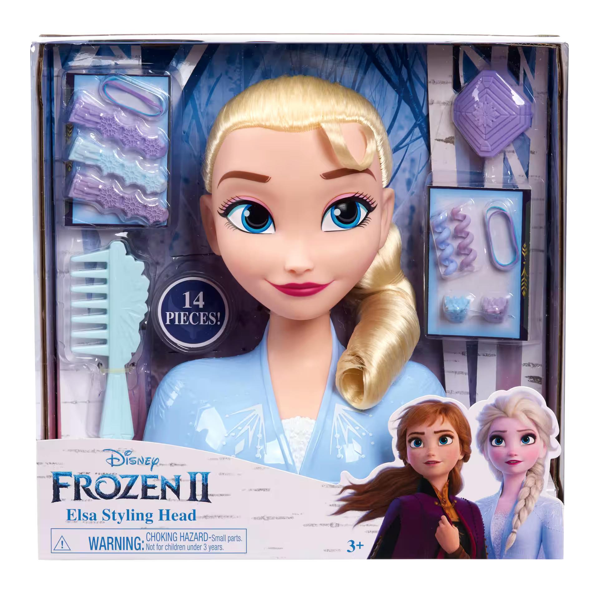 Disney Frozen Elsa Basic Hair Styling Head Toy w/14 pcs of Accessories, Ages 3+