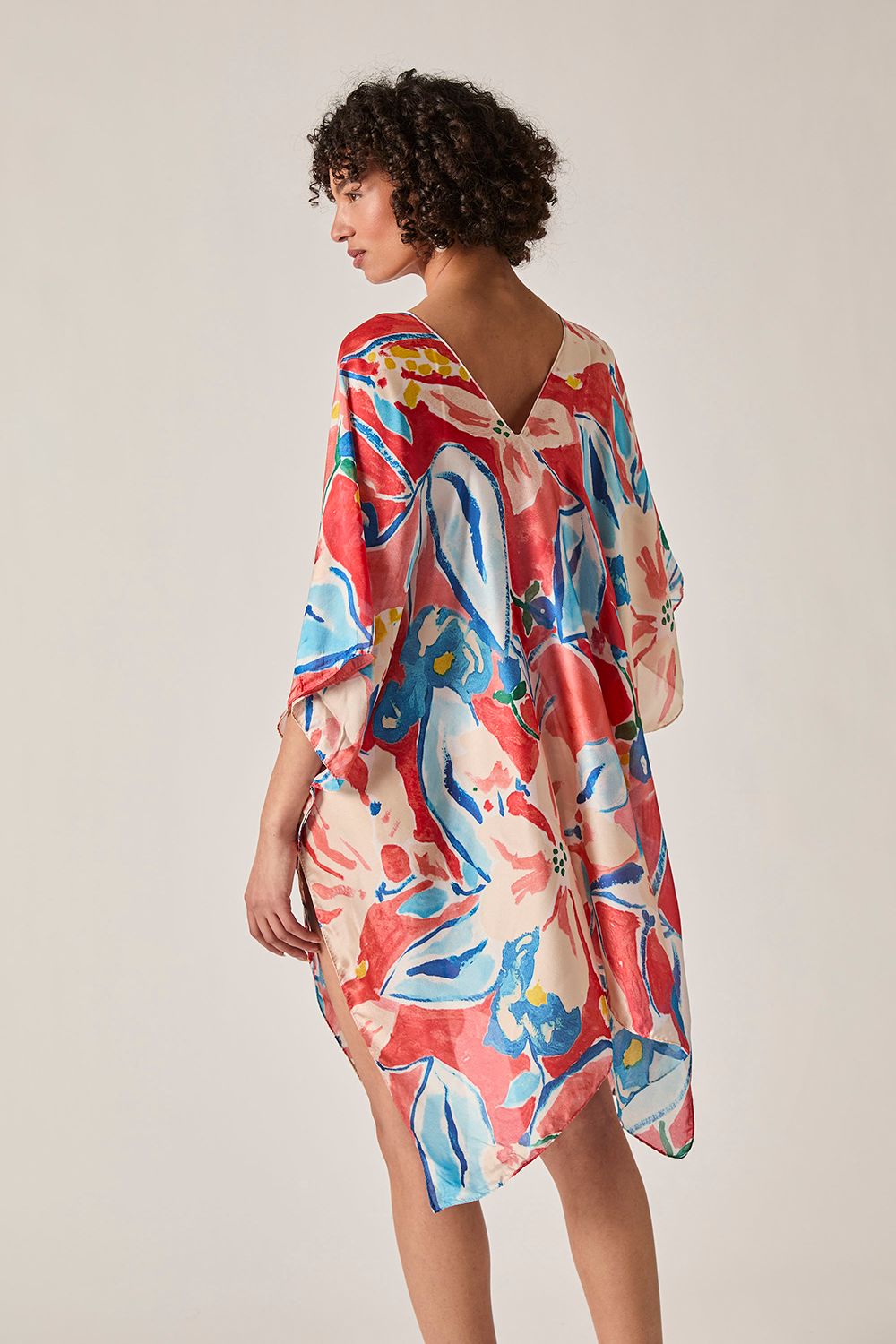 James Lakeland Red Abstract Floral Kaftan