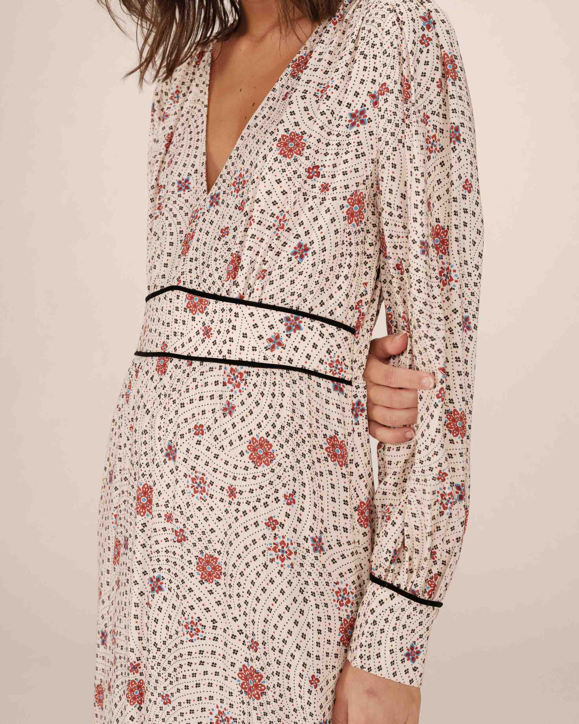 Robe longue a fleurs ecru Sensible