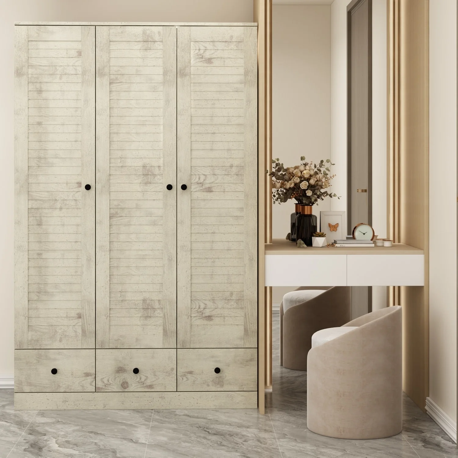Bedroom Wardrobe with Customizable Storage Armoires Closet Cbainet