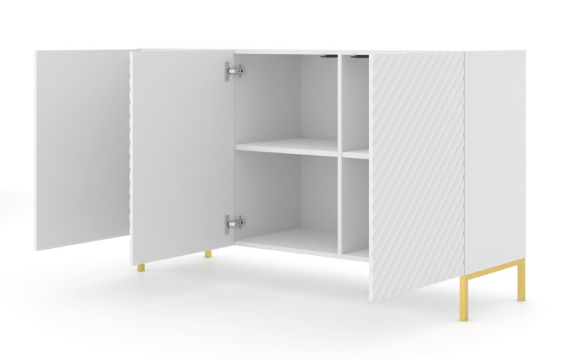 Komoda SURF 150 cm 3D frez biały matnóżkach