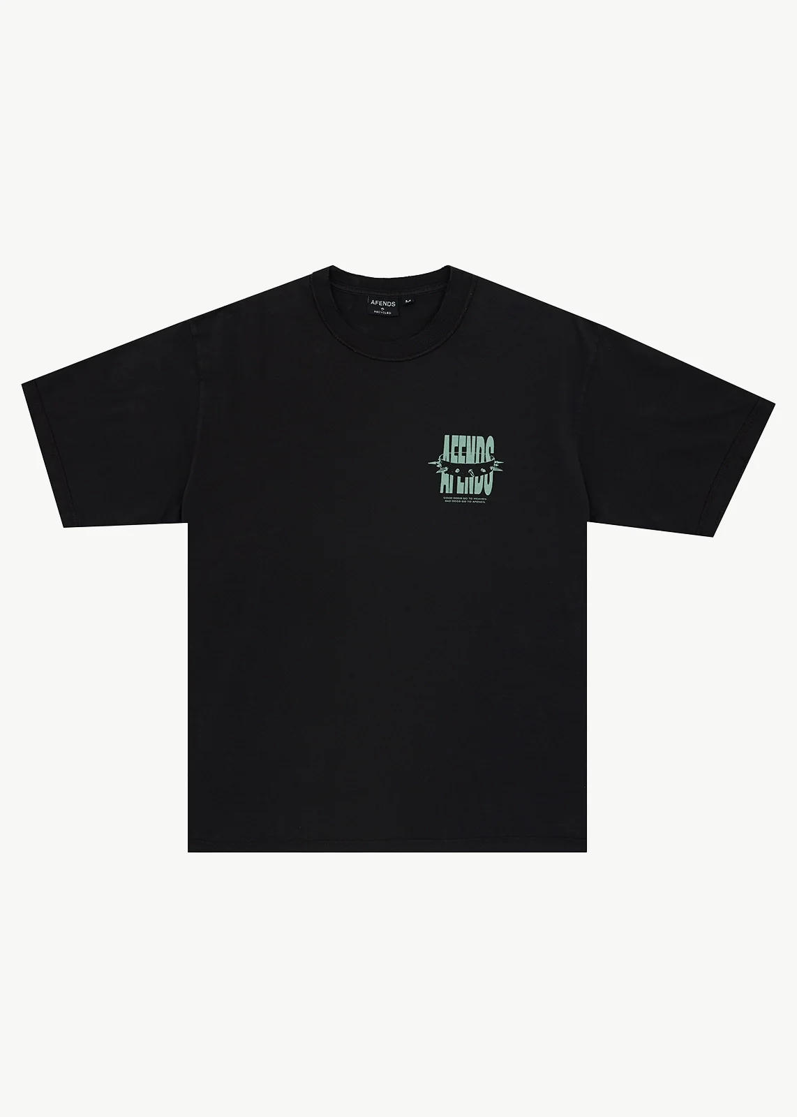 AFENDS Mens Bad Dog - Heavyweight Boxy Tee - Stone Black