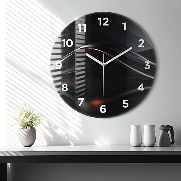 Horloge murale Wallfluent fi60 cm Avec chiffres Aiguilles blanches Abstraction 1 pcs
