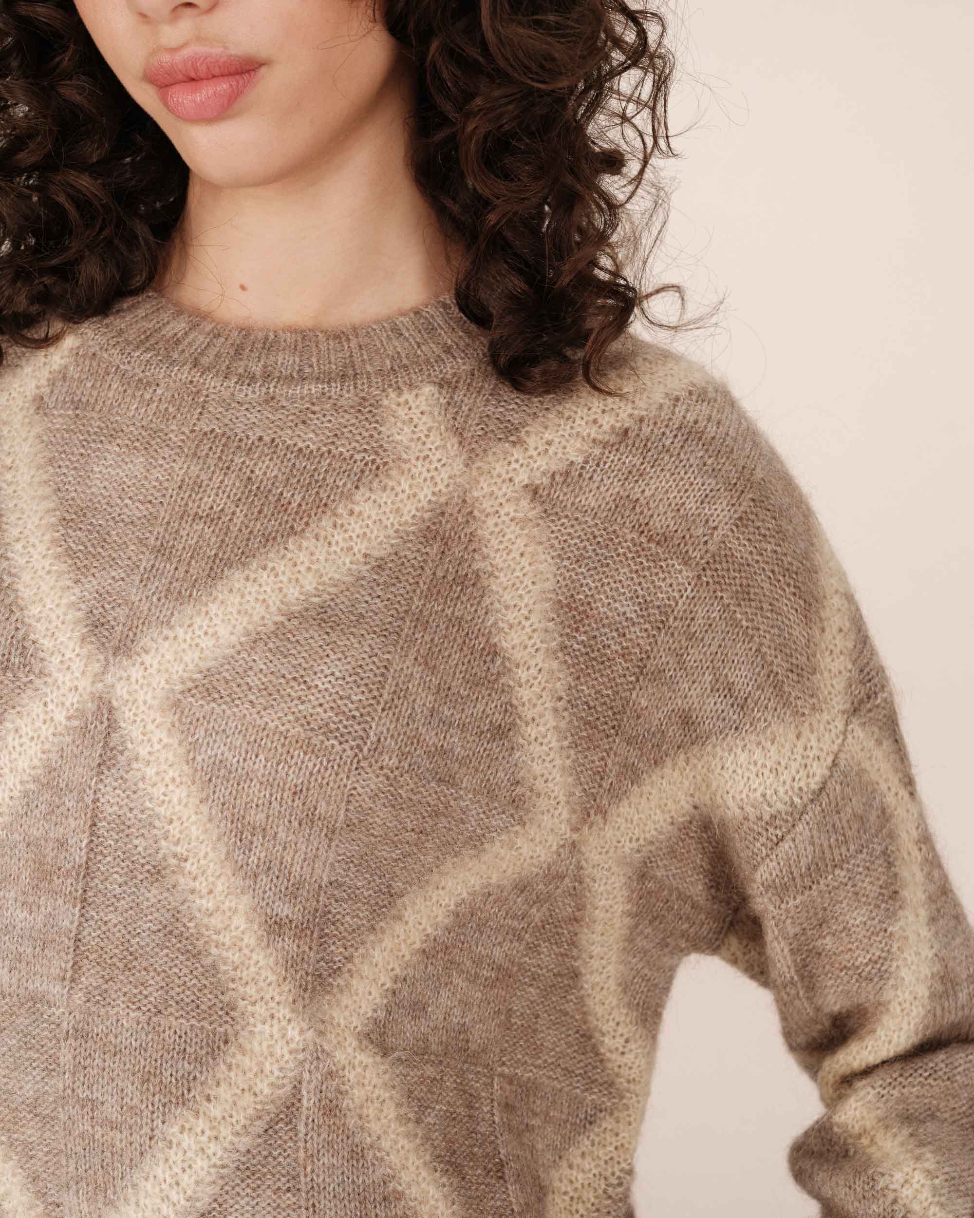 Pull à motif en laine greige Salinger